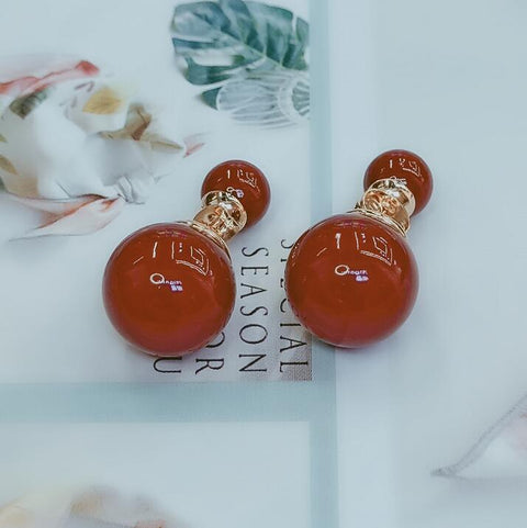 Double-Sided Imitation Pearl Earrings