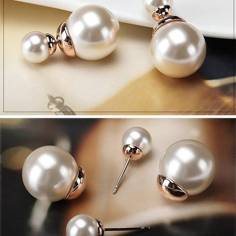 Double-Sided Imitation Pearl Earrings