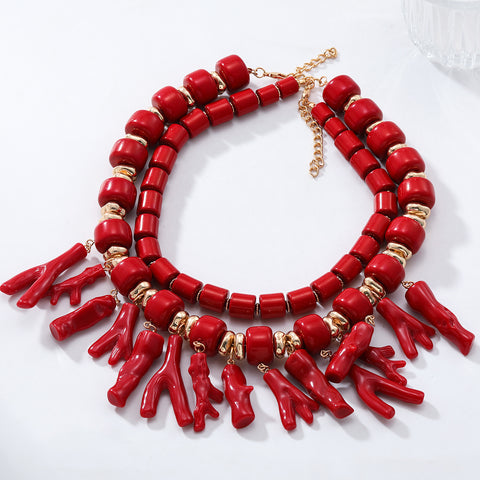 Red Coral-Inspired Statement Necklace
