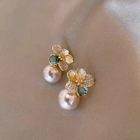 Camellia Pearl-Style Earrings