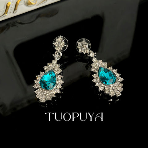 Blue Teardrop Jewelry — Necklace or Earrings
