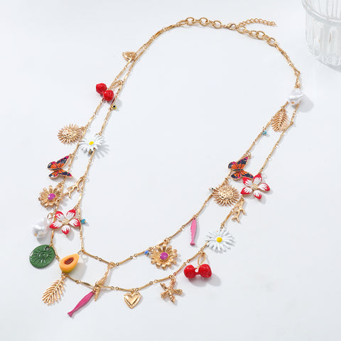 Botanical Charm Statement Necklace