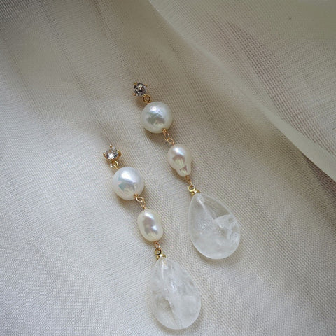 White Pearl-Style Drop Earrings