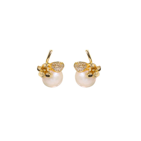Botanical Pearl-Style Flower Earrings