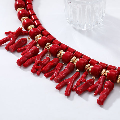 Red Coral-Inspired Statement Necklace
