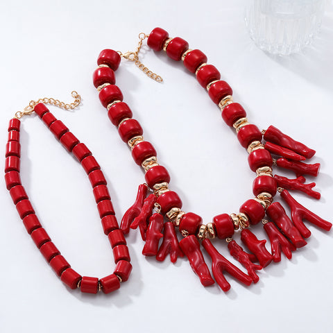 Red Coral-Inspired Statement Necklace