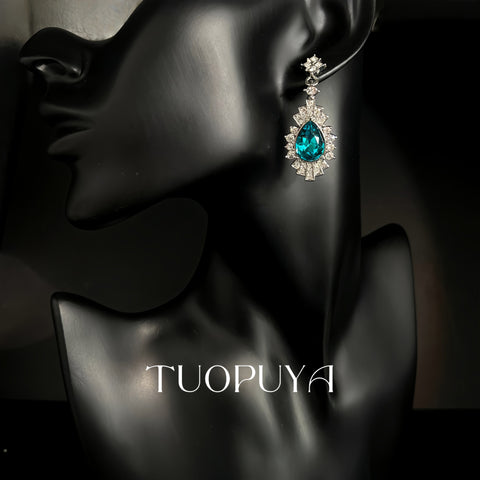 Blue Teardrop Jewelry — Necklace or Earrings