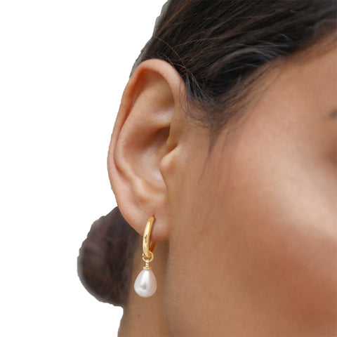 Stainless Steel Pearl-Style Drop Earrings