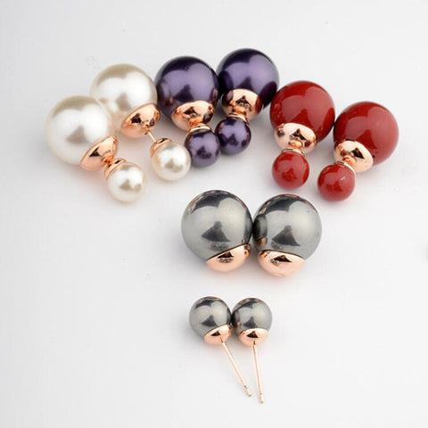 Double-Sided Imitation Pearl Earrings