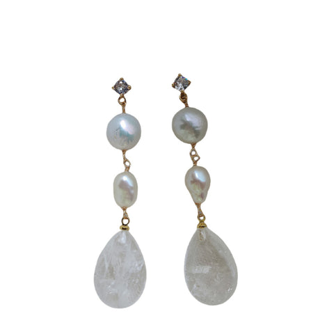White Pearl-Style Drop Earrings