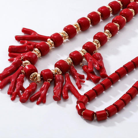 Red Coral-Inspired Statement Necklace