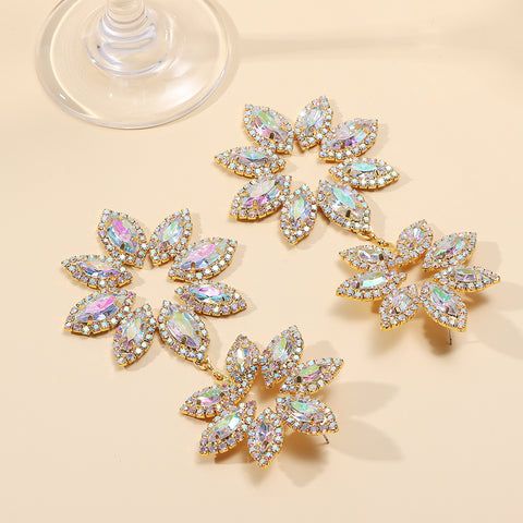 Rhinestone Flower Statement Earrings