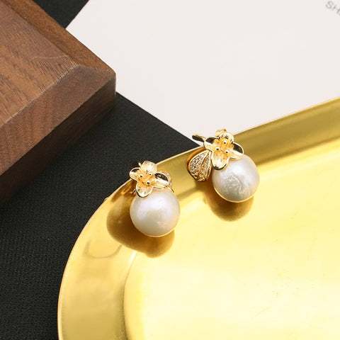 Botanical Pearl-Style Flower Earrings