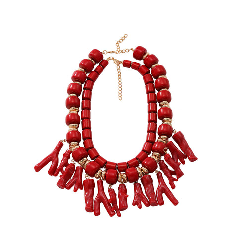 Red Coral-Inspired Statement Necklace