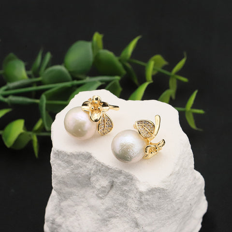 Botanical Pearl-Style Flower Earrings