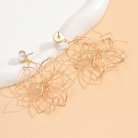 Openwork Flower Statement Earrings