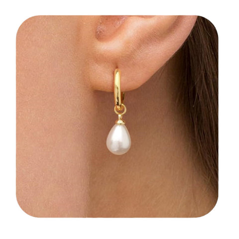 Stainless Steel Pearl-Style Drop Earrings