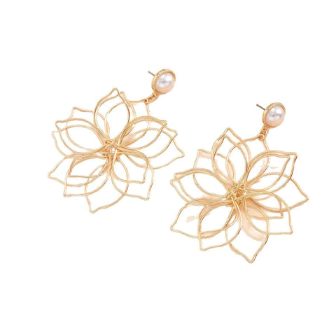 Openwork Flower Statement Earrings