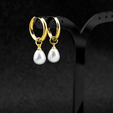 Stainless Steel Pearl-Style Drop Earrings