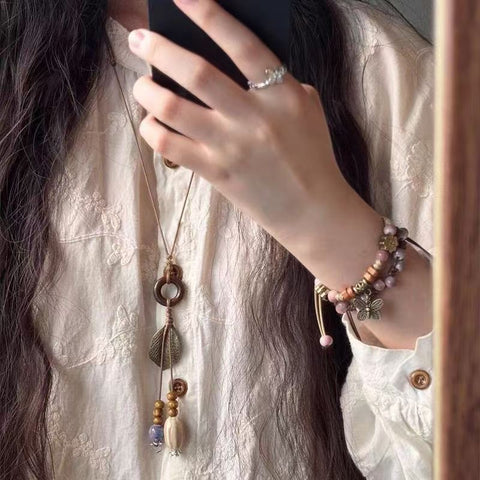 Vintage Leaf Tassel Necklace