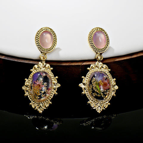 Pink Floral Drop Earrings
