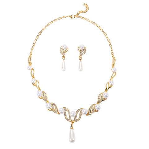 Pearl-Style Teardrop Necklace & Earring Set