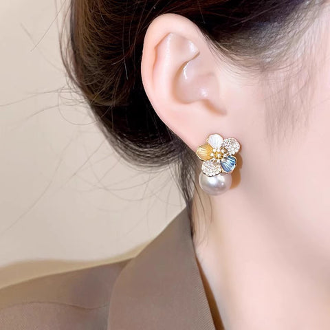 Camellia Pearl-Style Earrings