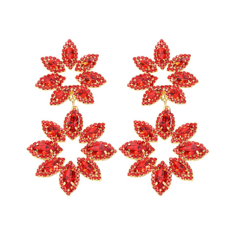 Rhinestone Flower Statement Earrings