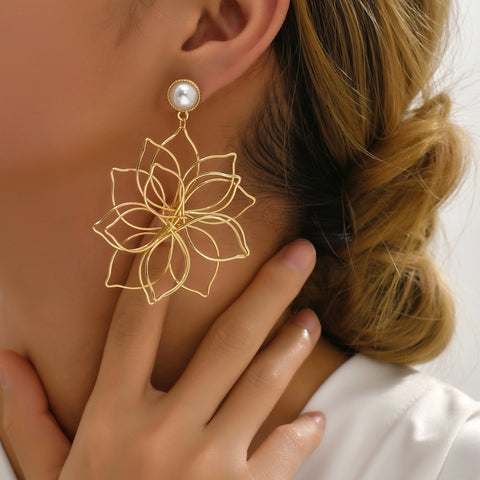 Openwork Flower Statement Earrings