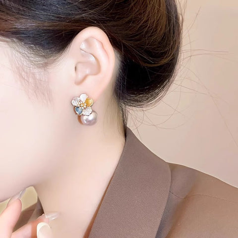Camellia Pearl-Style Earrings