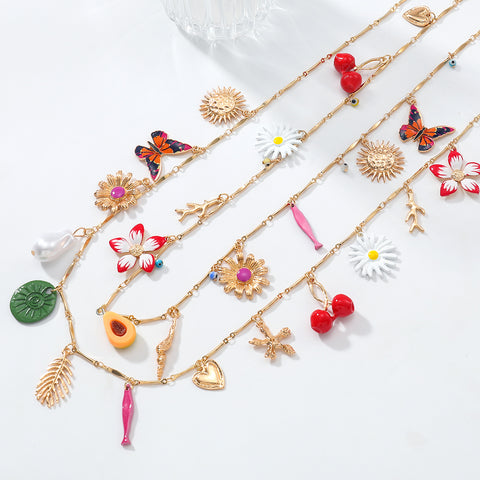 Botanical Charm Statement Necklace