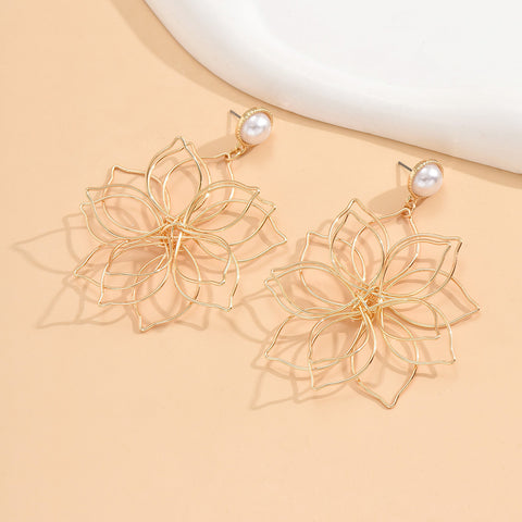Openwork Flower Statement Earrings
