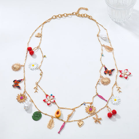 Botanical Charm Statement Necklace